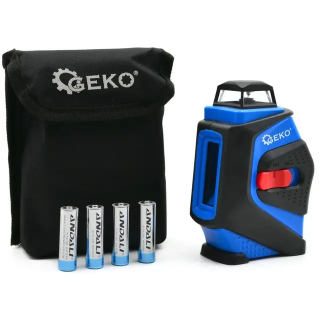 GEKO Laserwaterpas - 360° Projectie - Drie Werkmodi - Diagonale Lijnen - Inclusief Batterijen