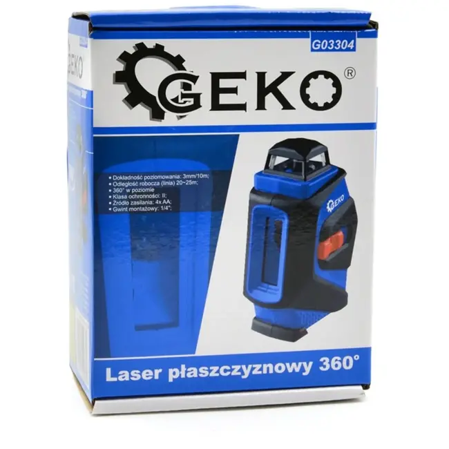 GEKO Laserwaterpas - 360° Projectie - Drie Werkmodi - Diagonale Lijnen - Inclusief Batterijen