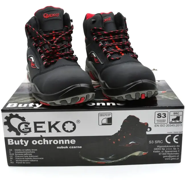 GEKO Zwarte nubuck veiligheidsschoenen - S3 SRC - maat 40 - antislip en antistatisch