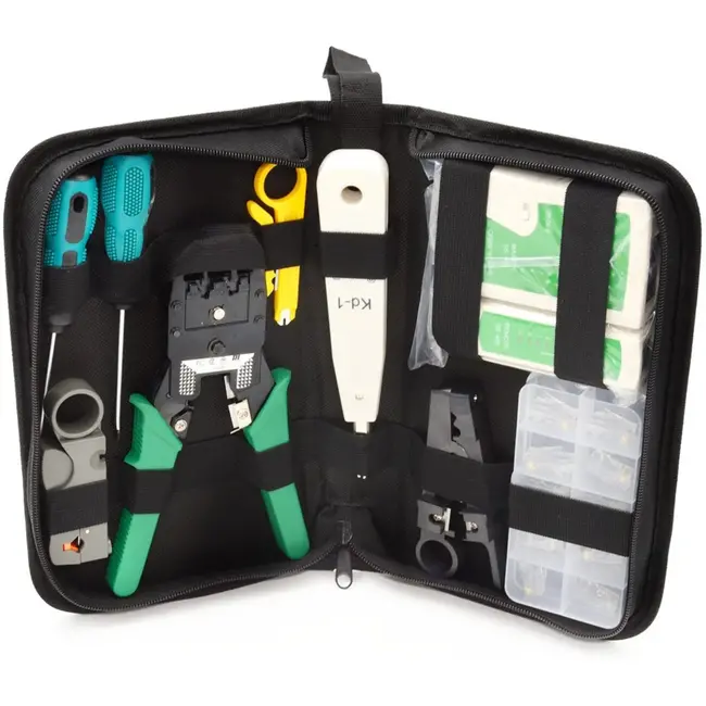 GEKO Netwerkonderhoudsset - Compleet gereedschap - Inclusief RJ45 tester - Handige opbergetui