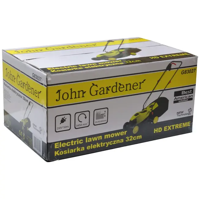John Gardener Elektrische grasmaaier - 32 cm - 1300W - 2 hoogtestanden - 30L opvangbak