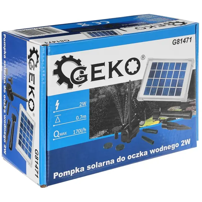 GEKO Zonnevijverpomp - 2W - Max. Opvoerhoogte 0,7 m - Capaciteit 170 l/u