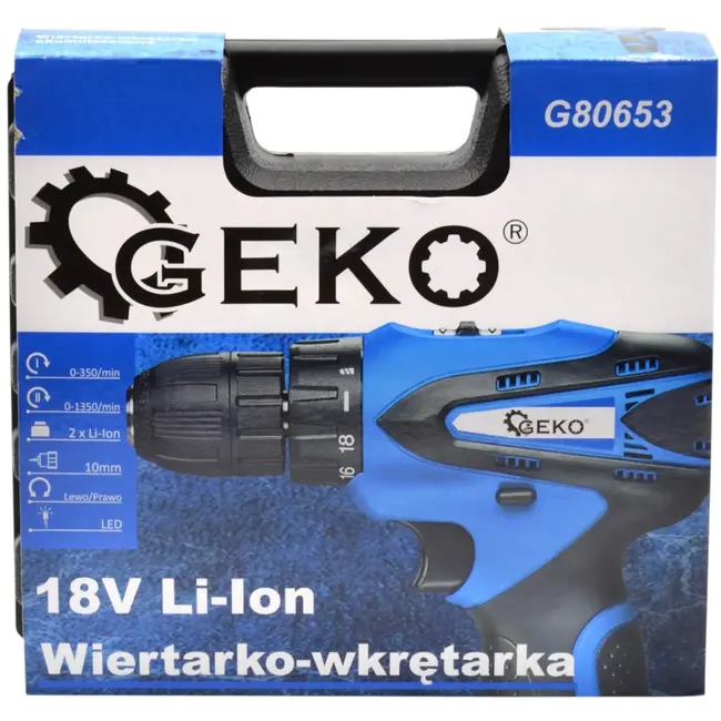 GEKO Accuboormachine 18V - 2 Li-Ion Accu's - LED Werklicht - Variabele Snelheid