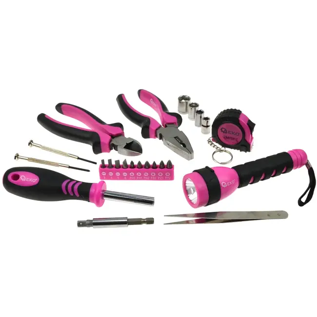 GEKO Universele gereedschapsset - 23-delig - Inclusief zaklamp en meetlint - Compacte opbergtas