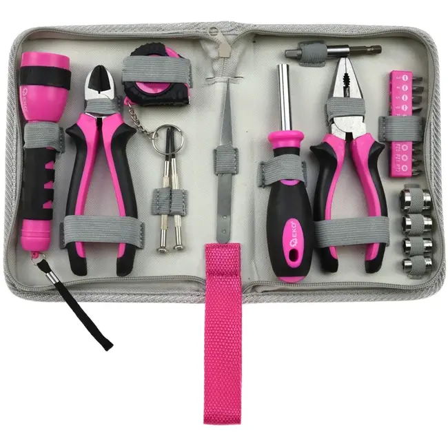 GEKO Universele gereedschapsset - 23-delig - Inclusief zaklamp en meetlint - Compacte opbergtas