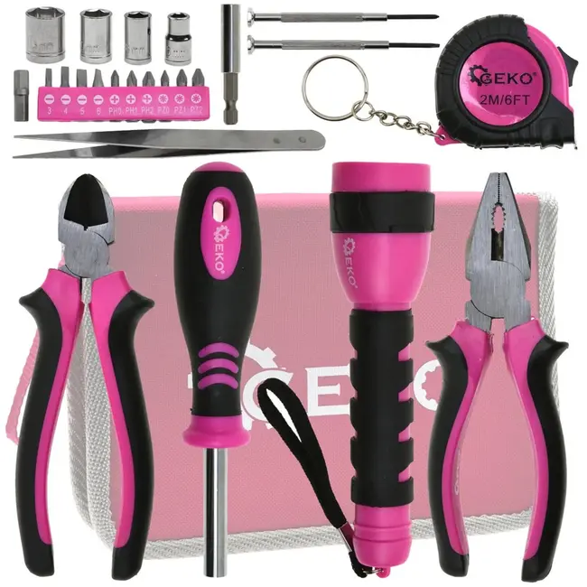 GEKO Universele gereedschapsset - 23-delig - Inclusief zaklamp en meetlint - Compacte opbergtas