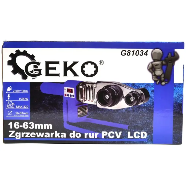 GEKO Pijplasmachine - 16-63 mm - LCD Display - 1500W - Inclusief Accessoires