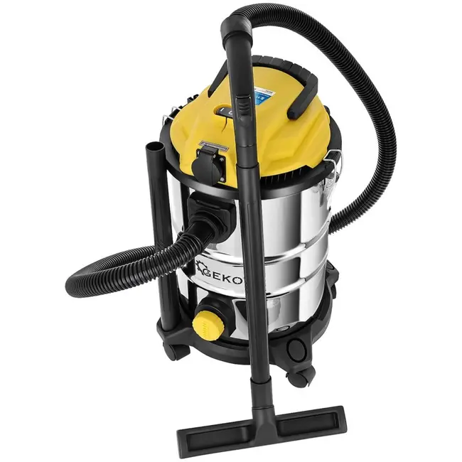 GEKO Stofzuiger nat en droog - 25L - roestvrij staal - met stopcontact en accessoires