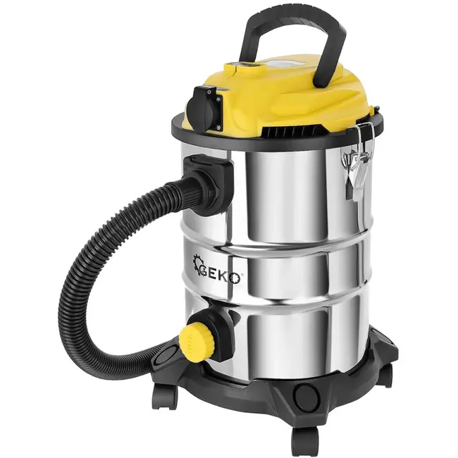 GEKO Stofzuiger nat en droog - 25L - roestvrij staal - met stopcontact en accessoires
