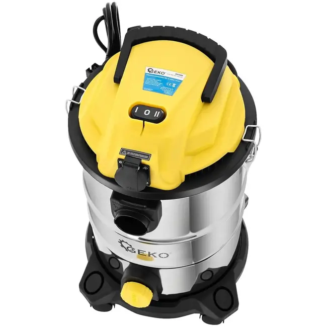 GEKO Stofzuiger nat en droog - 25L - roestvrij staal - met stopcontact en accessoires