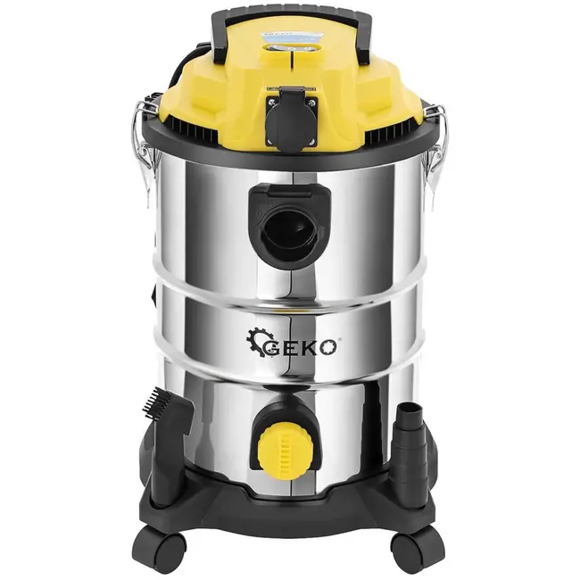 GEKO Stofzuiger nat en droog - 25L - roestvrij staal - met stopcontact en accessoires