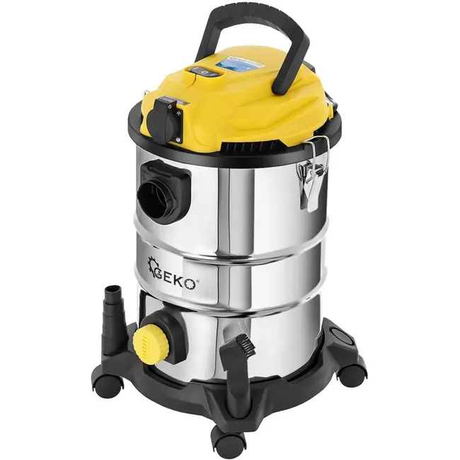 GEKO Stofzuiger nat en droog - 25L - roestvrij staal - met stopcontact en accessoires
