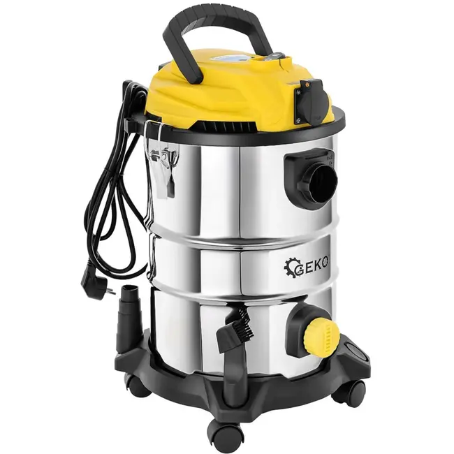 GEKO Stofzuiger nat en droog - 25L - roestvrij staal - met stopcontact en accessoires