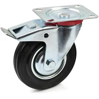 GEKO Zwenkwiel met rem - staal en rubber - 125 mm - 100 kg draagvermogen
