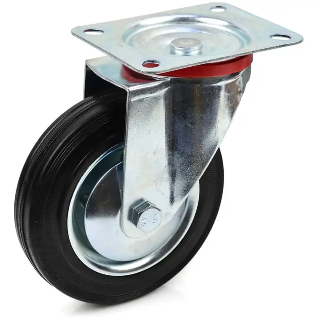 GEKO Zwenkwiel met stalen kern en rubberen band - 160mm - 150kg belastbaarheid