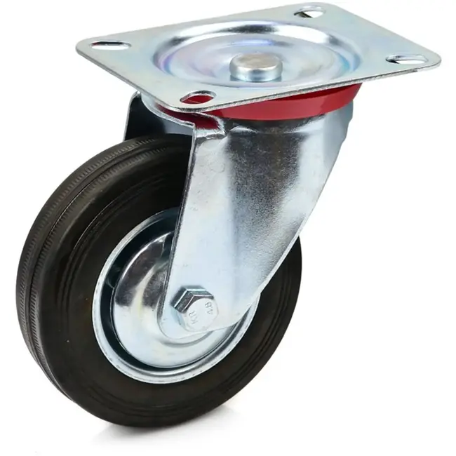 GEKO Zwenkwiel met stalen kern en rubberen band - 100mm - 70kg capaciteit