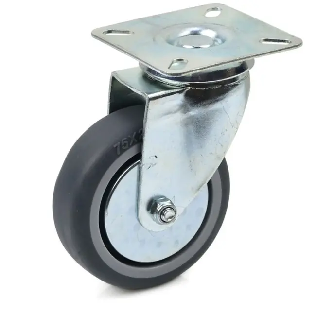GEKO Zwenkwiel - Stalen Plaat - 75mm - TPR Band - 60 kg Belastbaar