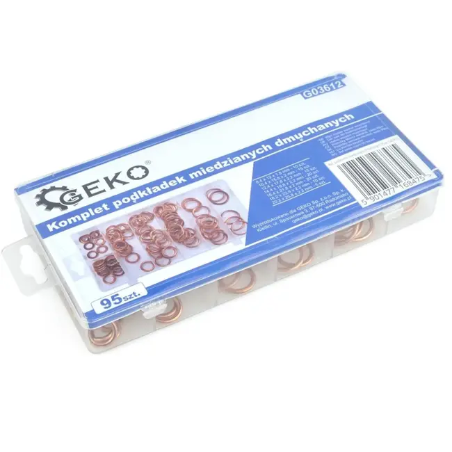 GEKO 95-delige set koperen ringen - 7 maten - Handige opbergdoos