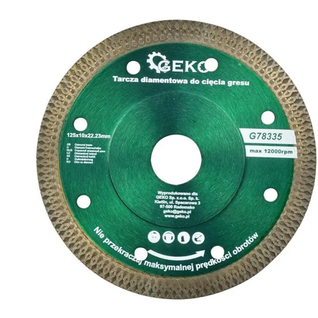 GEKO Diamantschijf - Tegels - Gesloten segment - 125 mm - Droog zagen