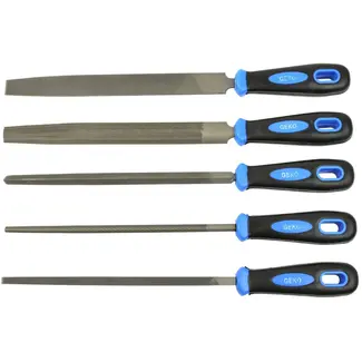GEKO Vijlen Set - 5-delig - Grof - 200 mm - Carbonstaal
