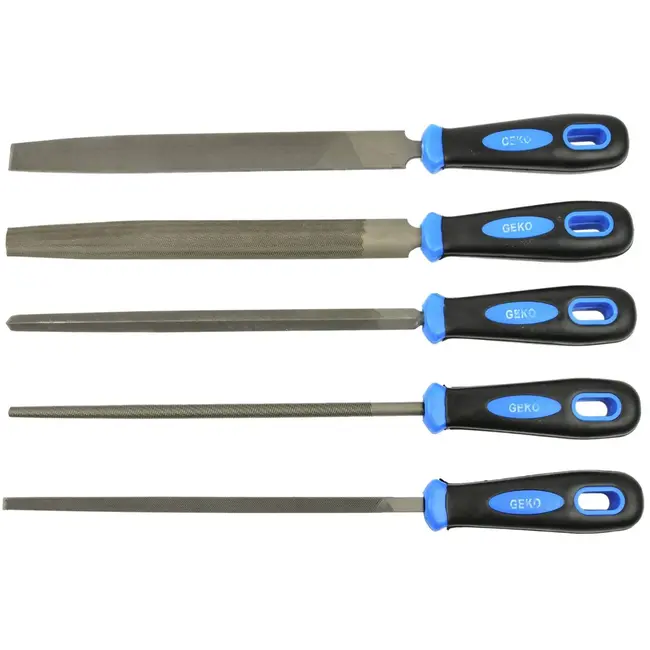 GEKO Vijlen Set - 5-delig - Grof - 200 mm - Carbonstaal