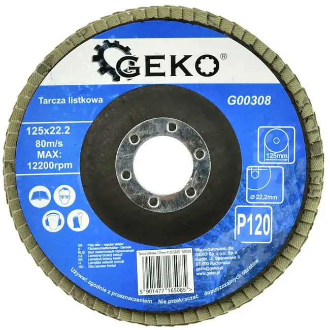 GEKO Aluminiumoxide lamellenschijf - 125 mm - Korrel 120 - Voor metaal en houtbewerking - 10 stuks