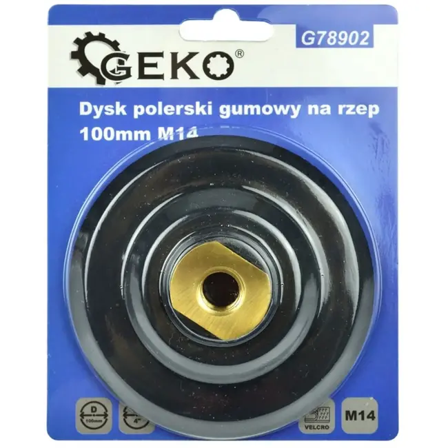 GEKO Rubberen polijstpad - 100 mm - Klittenbandbevestiging - M14 schroefdraad