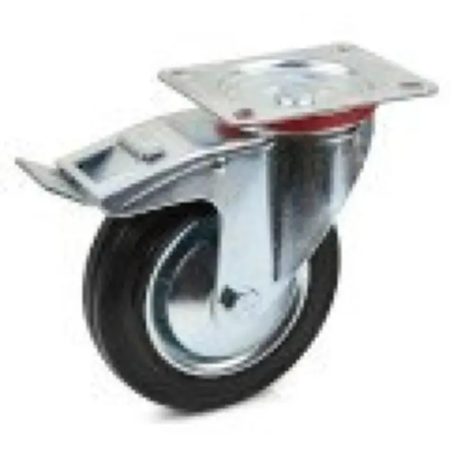 GEKO Zwenkwiel met rem - 160 mm - Staal en rubber - 150 kg draagkracht