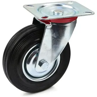 GEKO Zwenkwiel met stalen kern en rubberen band - 125 mm - 100 kg draagvermogen
