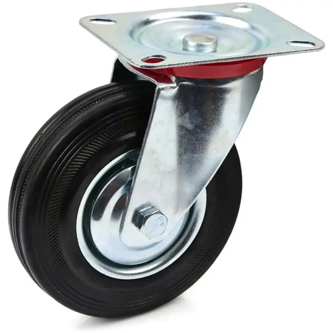 GEKO Zwenkwiel met stalen kern en rubberen band - 125 mm - 100 kg draagvermogen