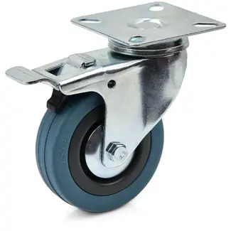 GEKO Zwenkwiel met rem - 75mm - Polypropyleen kern - Rubberen band - Max. 70kg belasting