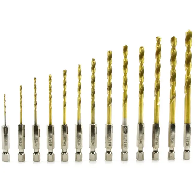 GEKO Boorbits Set - HSS TiN Coating - 13-delig - 1,5-6,5mm - HEX Aansluiting