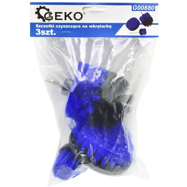 GEKO Reinigingsborstelset - 3 stuks - Nylon - Diverse vormen - Voor boormachine