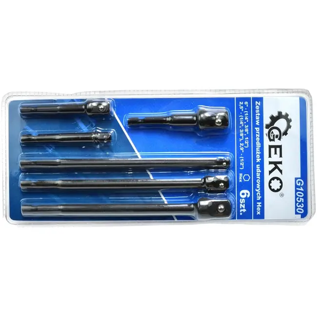 GEKO Impact driver set - 6-delig - Diverse maten - Hex aansluiting