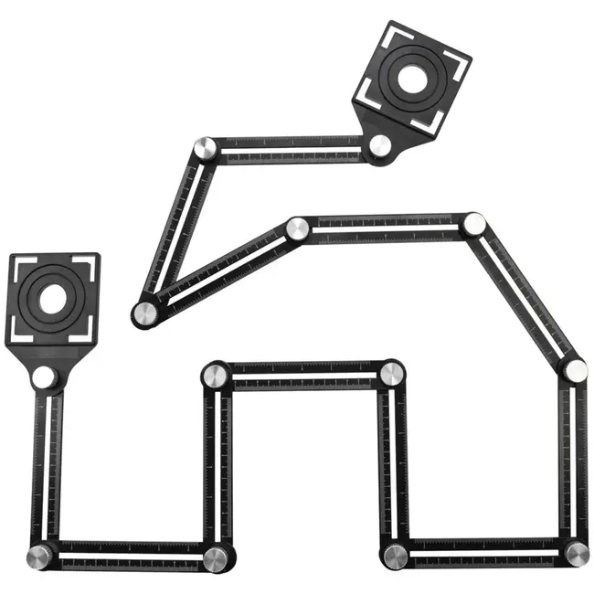 GEKO Twaalfvoudige liniaal - verstelbare armen - precisie markering - 3 maten gaten - universeel gebruik