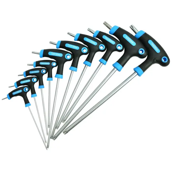 GEKO Set van 10 Torx schroevendraaiers - ergonomisch - T9-T50 - met wandhouder