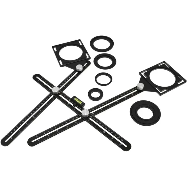 GEKO Dubbele vouwliniaal - Precieze plaatsbepaling - 3 verstelbare armen - Inclusief waterpas