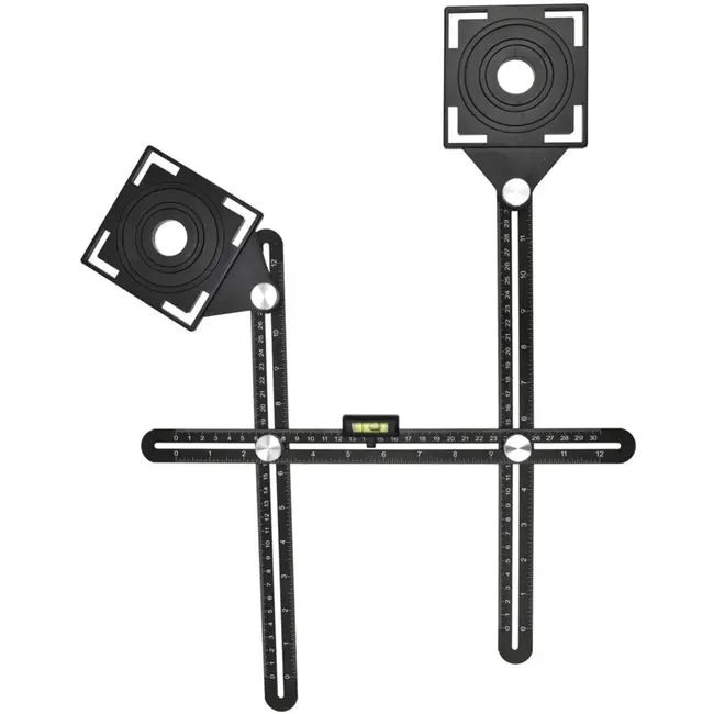 GEKO Dubbele vouwliniaal - Precieze plaatsbepaling - 3 verstelbare armen - Inclusief waterpas