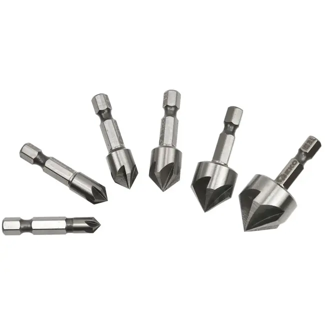 GEKO HSS verzinkborenset - 90 graden - 6 stuks - 6,3-20,5 mm - metaalhouder