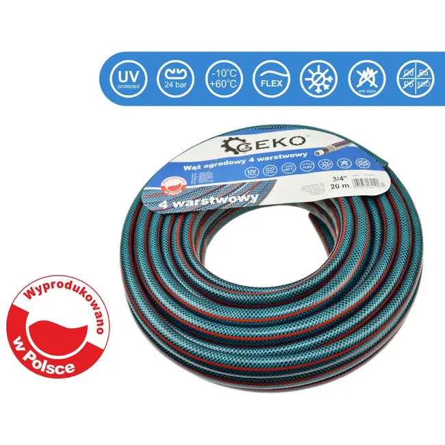 GEKO Tuinslang - 4-laags 3/4" - UV-bestendig - 20 meter - Temperatuurbestendig