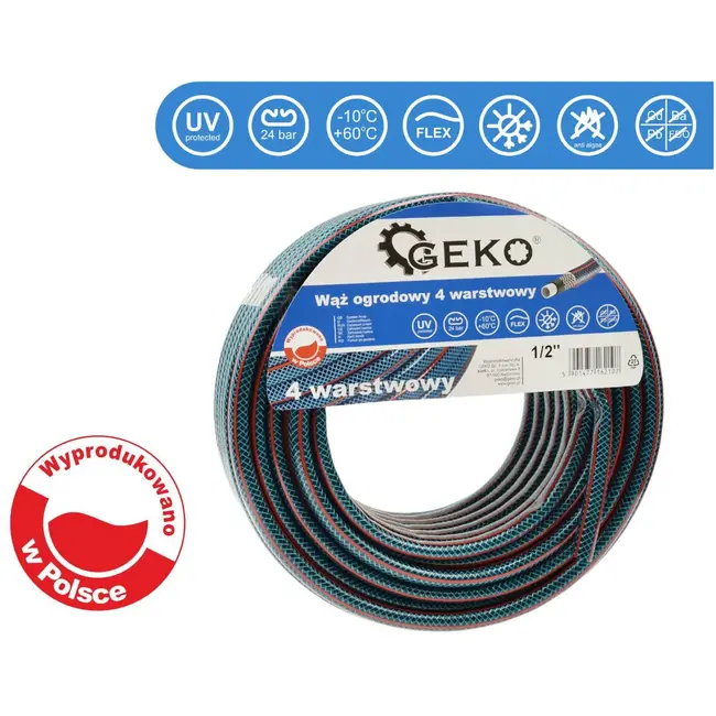 GEKO Tuinslang - 4-laags 1/2" - UV-bestendig - 20 meter - Temperatuurbestendig