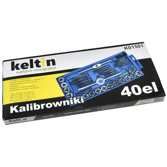 Keltin 40-delige tap- en snijset - Sterk koolstofstaal - Inclusief opbergdoos - Geschikt voor voertuigen en machines