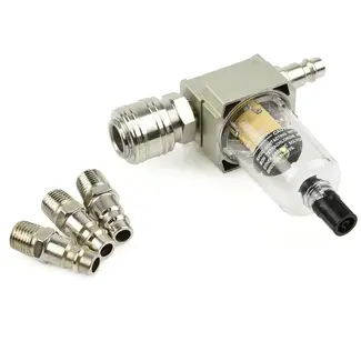 GEKO Luchtcompressor vochtfilter - handmatige condensafvoer - polycarbonaat tank - 1/4" aansluitingen