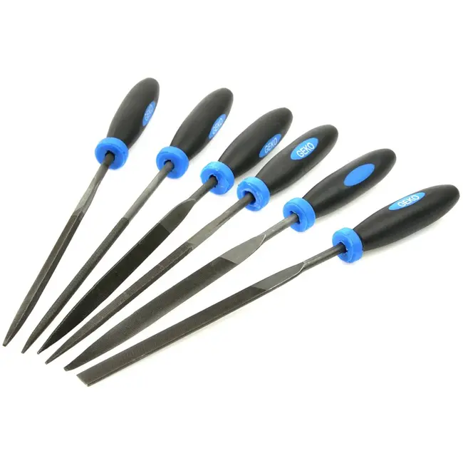 GEKO Set van 6 naaldvijlen - precisiewerk - hoogwaardig koolstofstaal