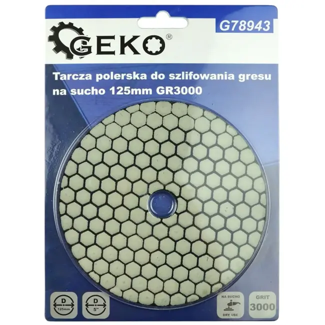 GEKO Diamant polijstpad - Droog gebruik - 125 mm - Klittenband bevestiging