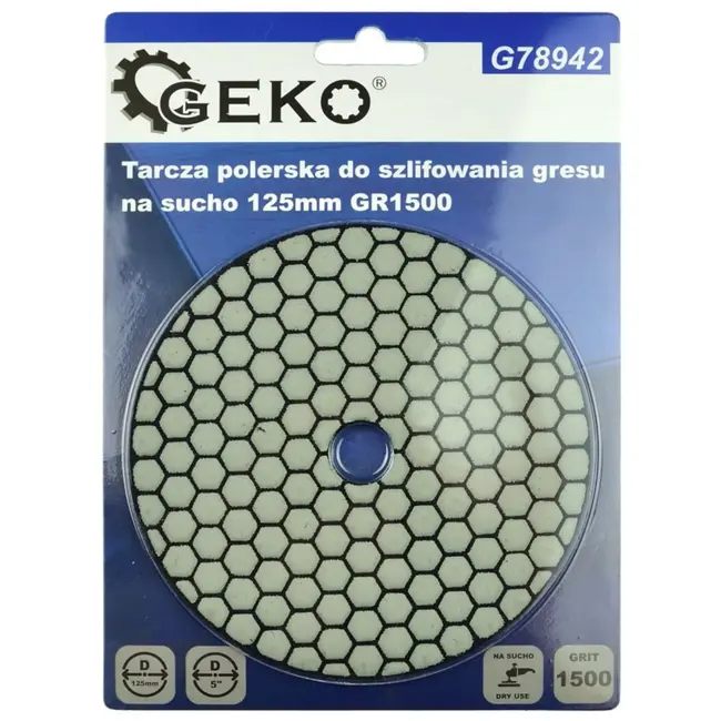 GEKO Diamant polijstpad - Droog gebruik - Velcro bevestiging - 125 mm - Voor steen en tegels