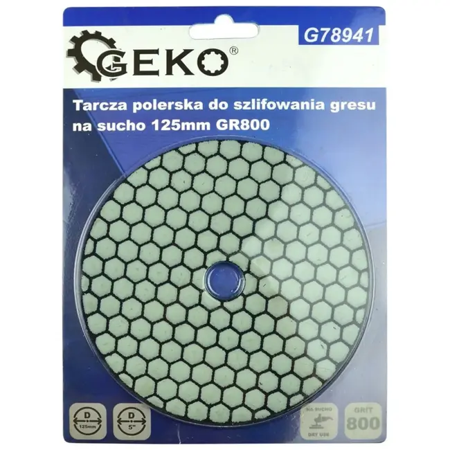GEKO Diamant polijstpad - Droog gebruik - 125 mm - Klittenband bevestiging - G800 gradatie