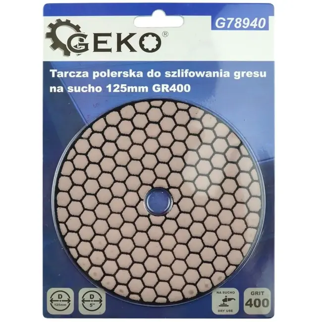 GEKO Diamant polijstpad - Droog gebruik - Korrel 400 - 125 mm - Velcro bevestiging