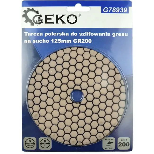 GEKO Diamant polijstpad - Droog gebruik - Korrel 200 - 125 mm - Velcro bevestiging