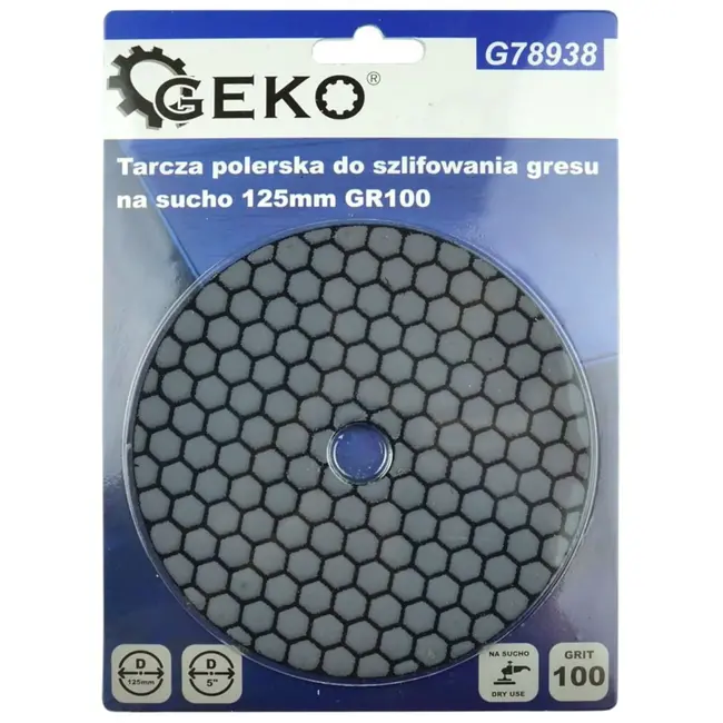 GEKO Diamant polijstpad - Korrel 100 -125mm - Droog gebruik - Velcro bevestiging